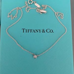 Tiffany Elsa Peretti 16” cable chain necklace with a bezel-set round diamond
